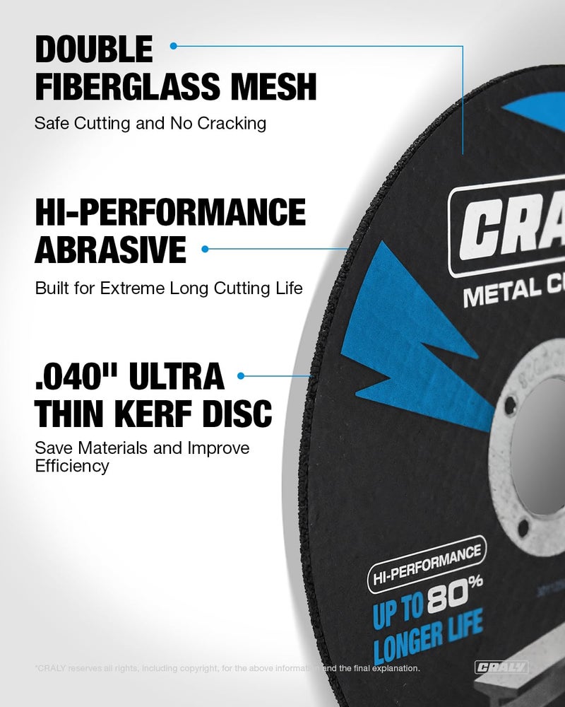 CRALY 3 Inch Cut-Off Wheels for Cutting Metal & Stainless Steel, Professional Grade Ultra Thin Metal Cutting Disc for Angle Grinder & Die Grinder, 3/8 in Arbor, 10-Pack(30107601-10) - Image 4